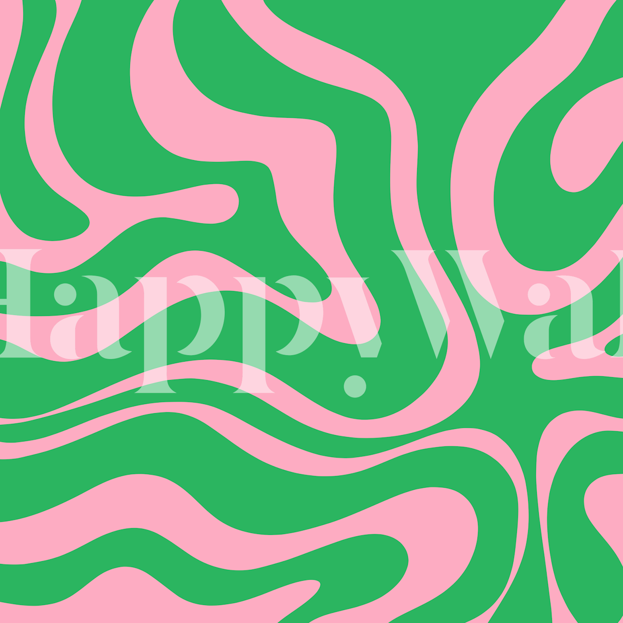 Retro Modern Liquid Swirl wallpaper in lentegroen en roze