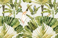 Exotic Jungle Canopy - Cockatoo and Parrot tapete