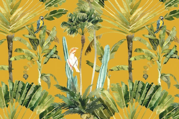 Tropical Birds & Palm Leaves