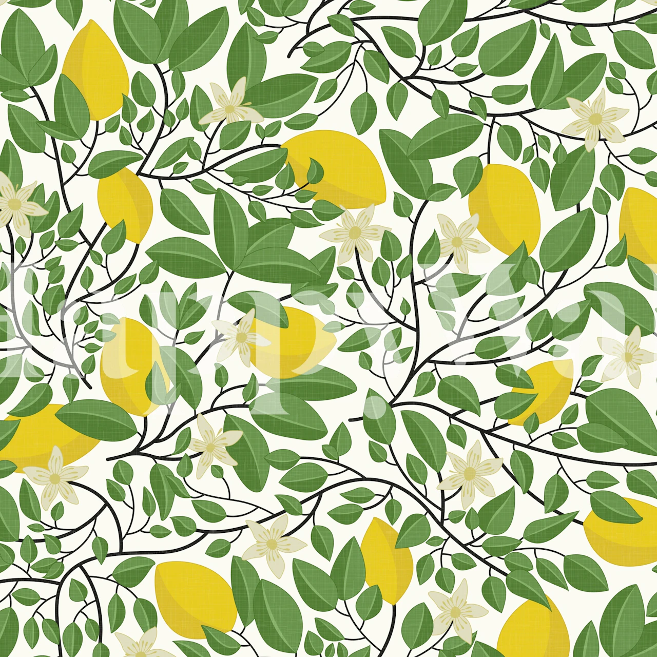 Mediterranean Garden Lemon Tree wallpaper design