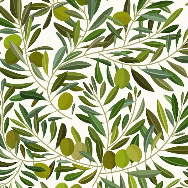 Mediterranean Garden Olive Treen on Light WM