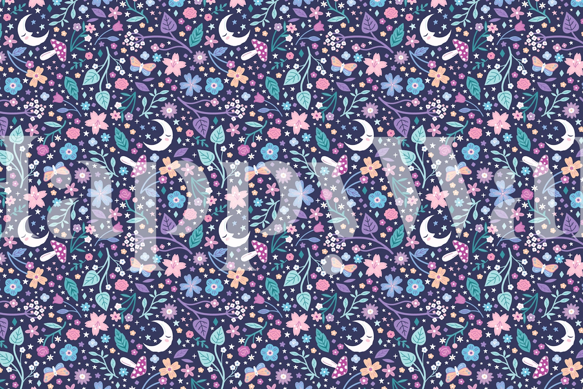 Floral wallpaper design in a colorful room