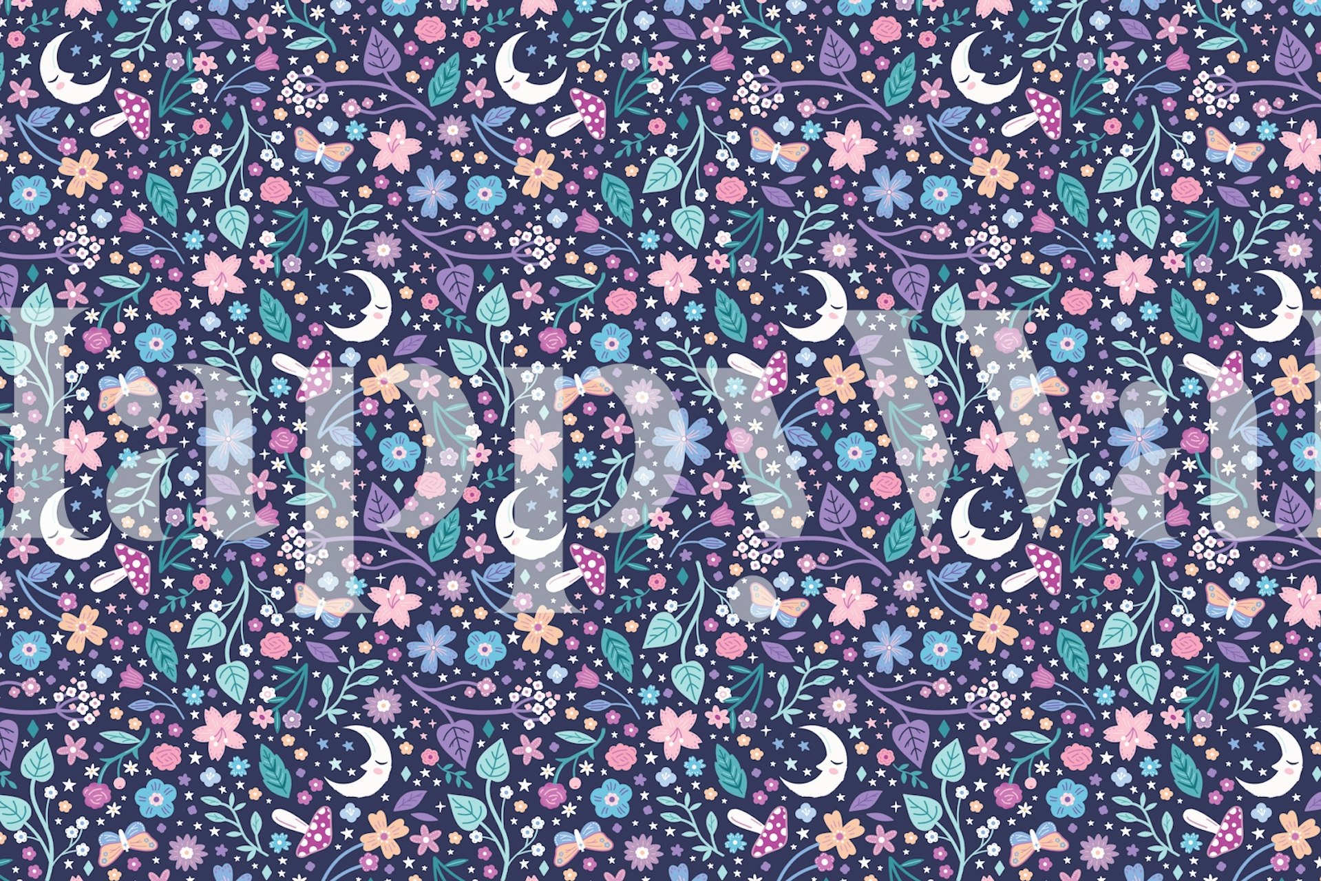 Floral wallpaper design in a colorful room