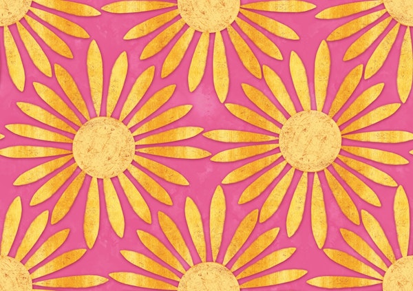 Gold Sun Pattern on Hot Pink