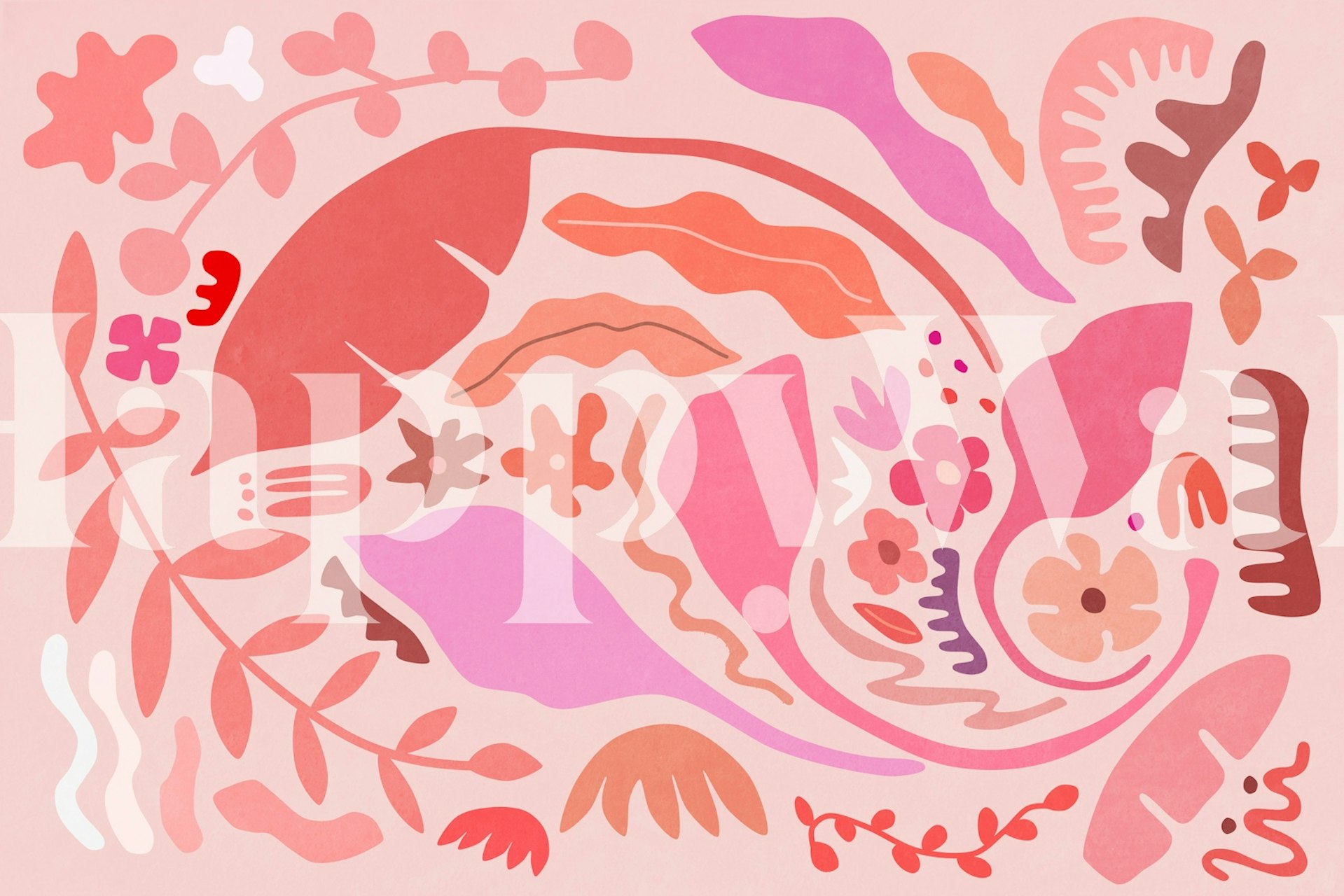 Pink Botanical Garden tapet i inredningsmiljö