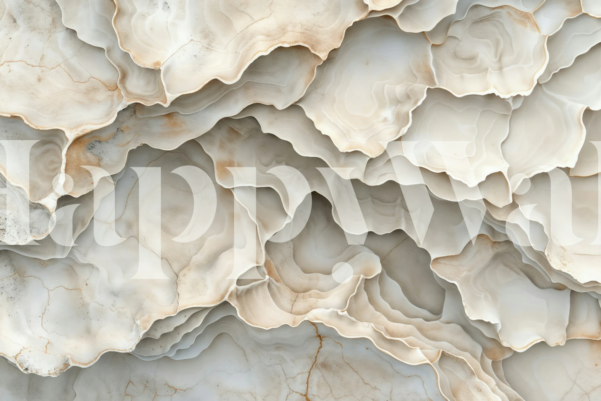 Organic 3D Sculpture Ivory wallpaper in a room