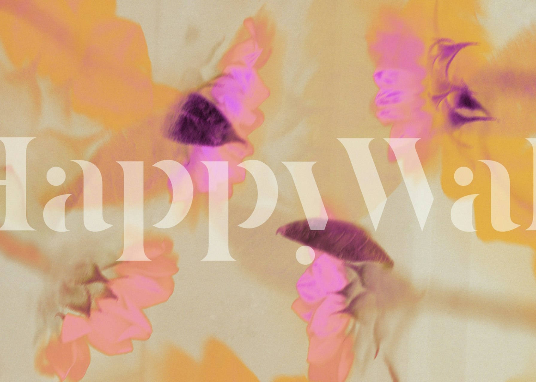 Abstract floral design in pink and yellow tones wallpaper