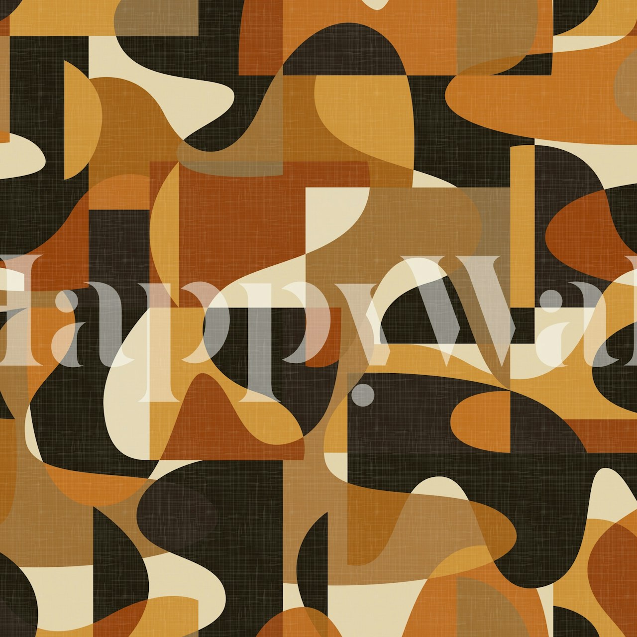 Modern abstract retro wallpaper in brown, beige, and black shades