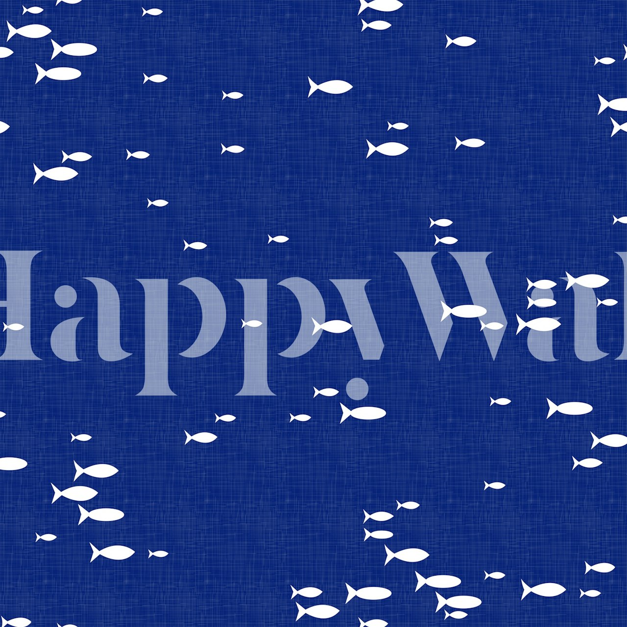 White fish illustrations on deep blue background wallpaper