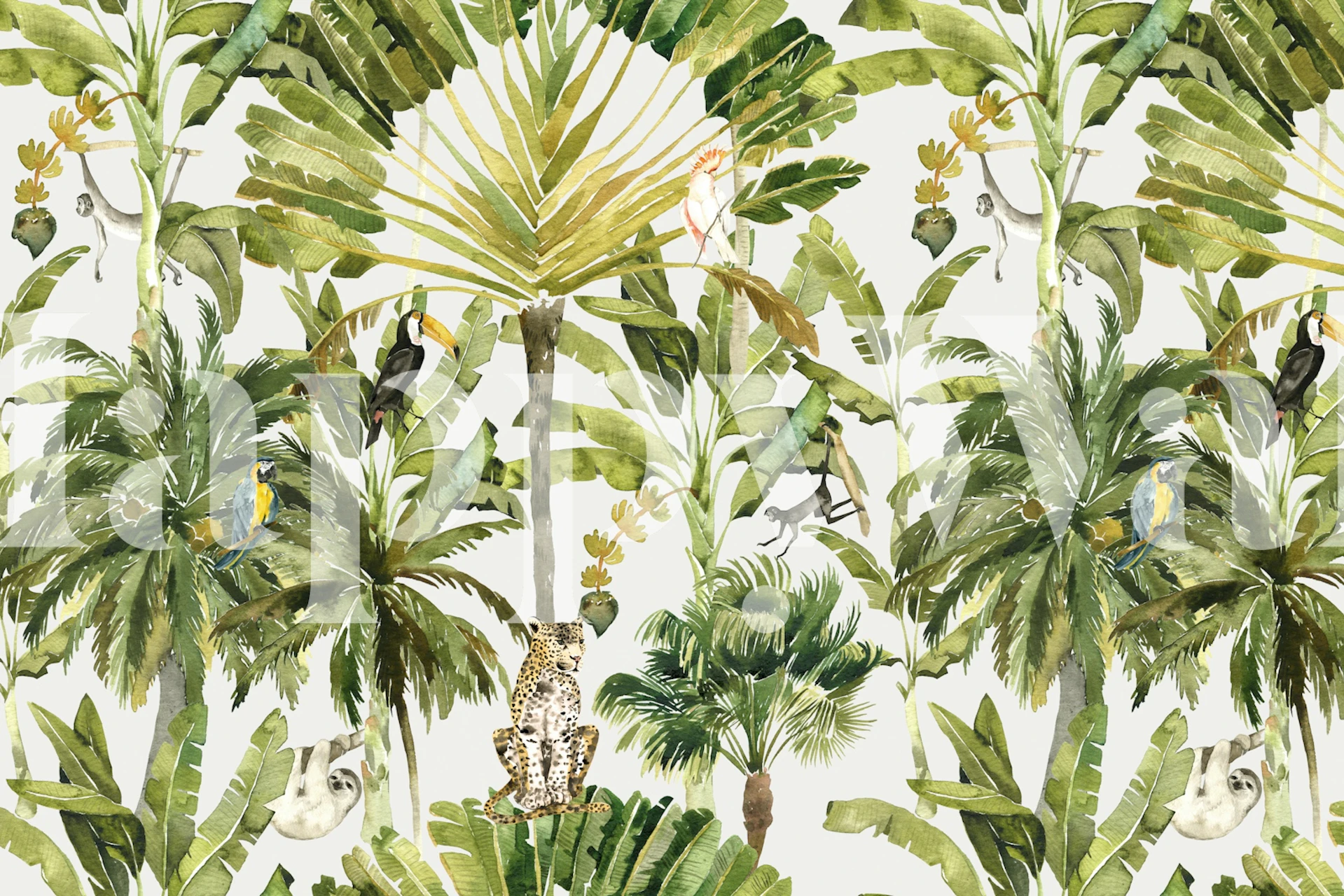 Palm Trees Jungle wallpaper in a room setting