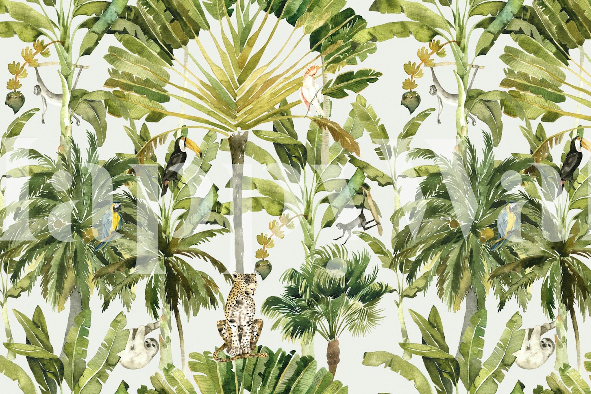 Papel pintado Palm Trees Jungle en un ambiente de habitación