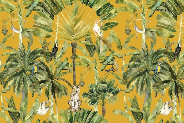 Rainforest Wildlife – Leopard & Parrots