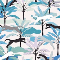 Vibrant Tropical Jungle Cats Palms No.02 WM wallpaper