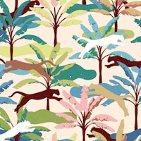 Vibrant Tropical Jungle Cats Palms No.01 WM wallpaper