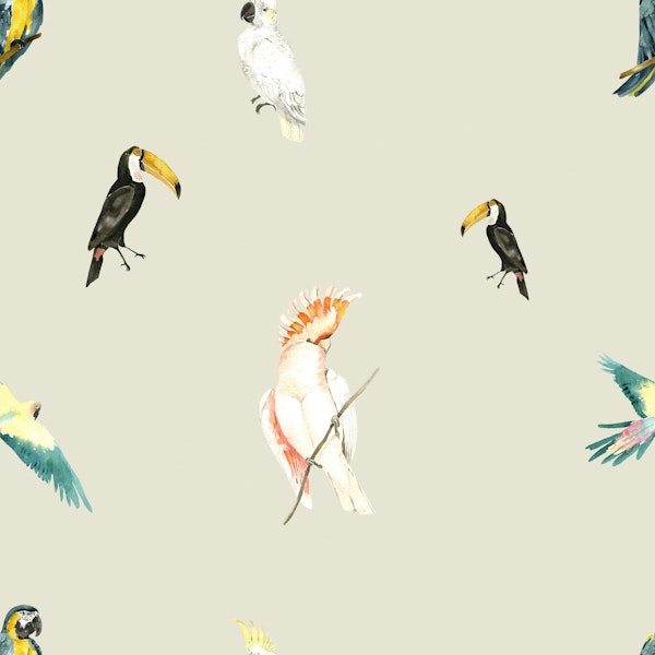 Scattered Tropical Birds – Watercolor