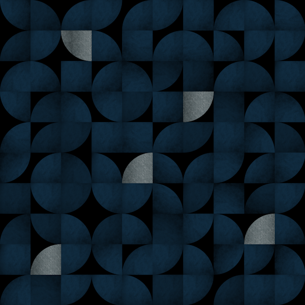 Mid-Century Navy Blue and Silver