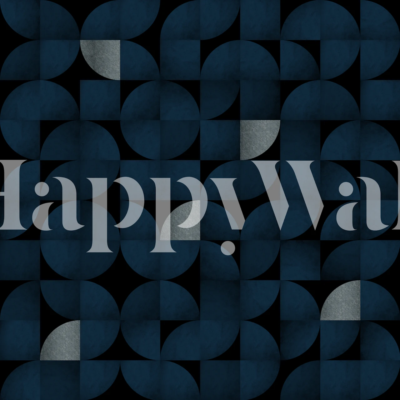 Mid-Century Navy Blue and Silver wallpaper in a room