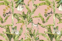 Lush Palm Forest with Playful Monkeys tapet