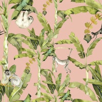 Lush Palm Forest with Playful Monkeys tapete