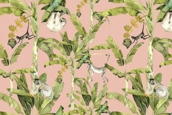 Lush Palm Forest with Playful Monkeys