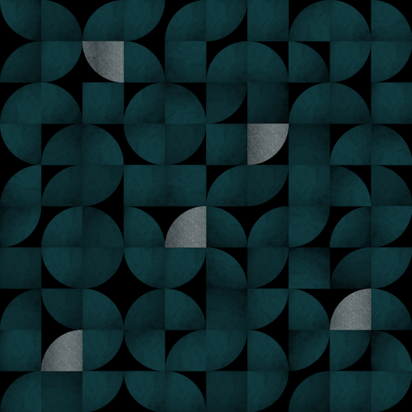 Mid-Century Teal and Silver Geo