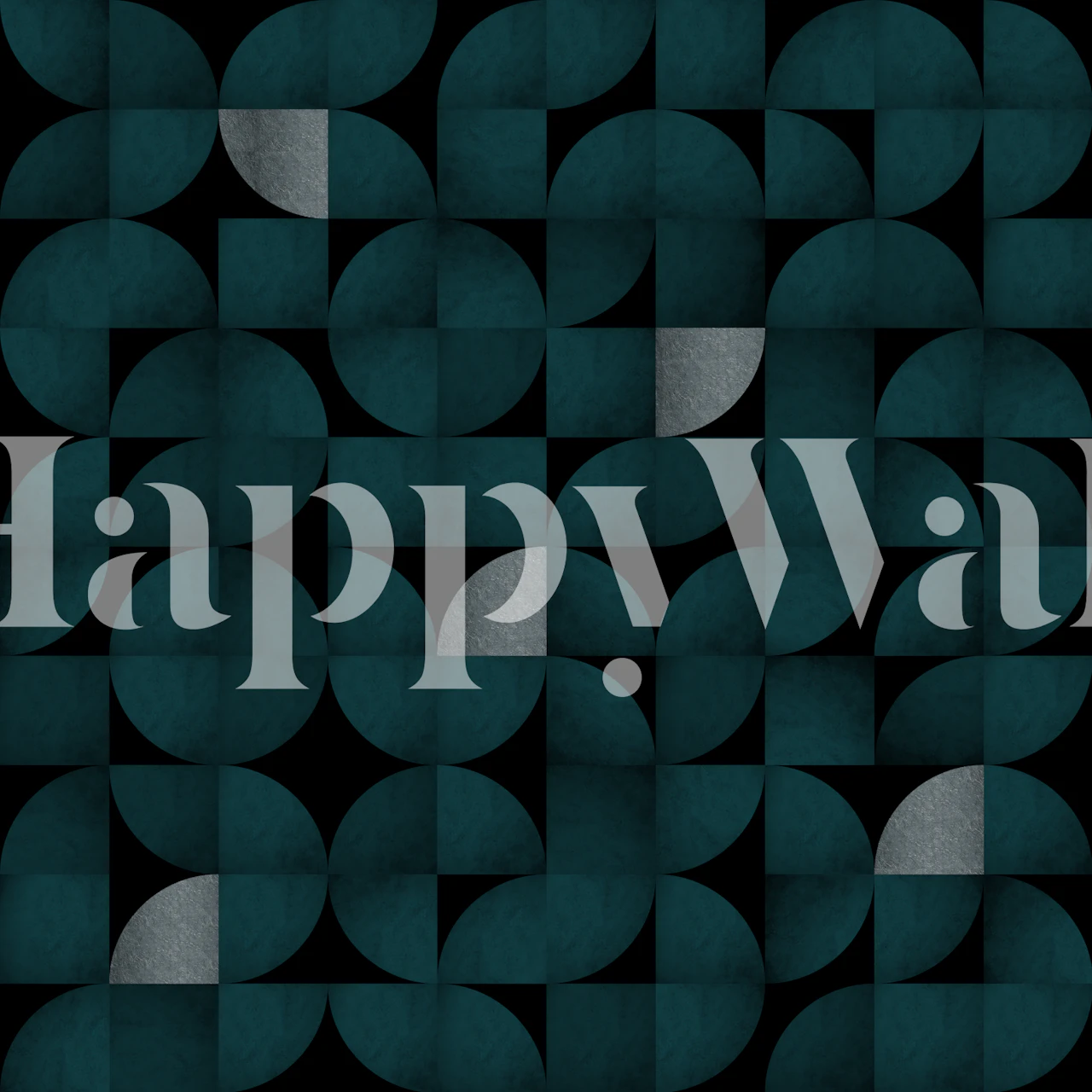 Mid-Century teal and silver geometric wallpaper