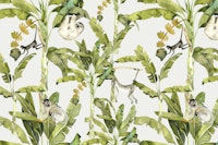 Lush Watercolor Rainforest – Sloths & Monkeys tapet