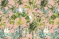 Lush Jungle – Sloths, Parrots & Palms tapete
