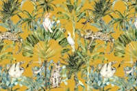 Watercolor Jungle – Leopards & Tropical Birds tapete