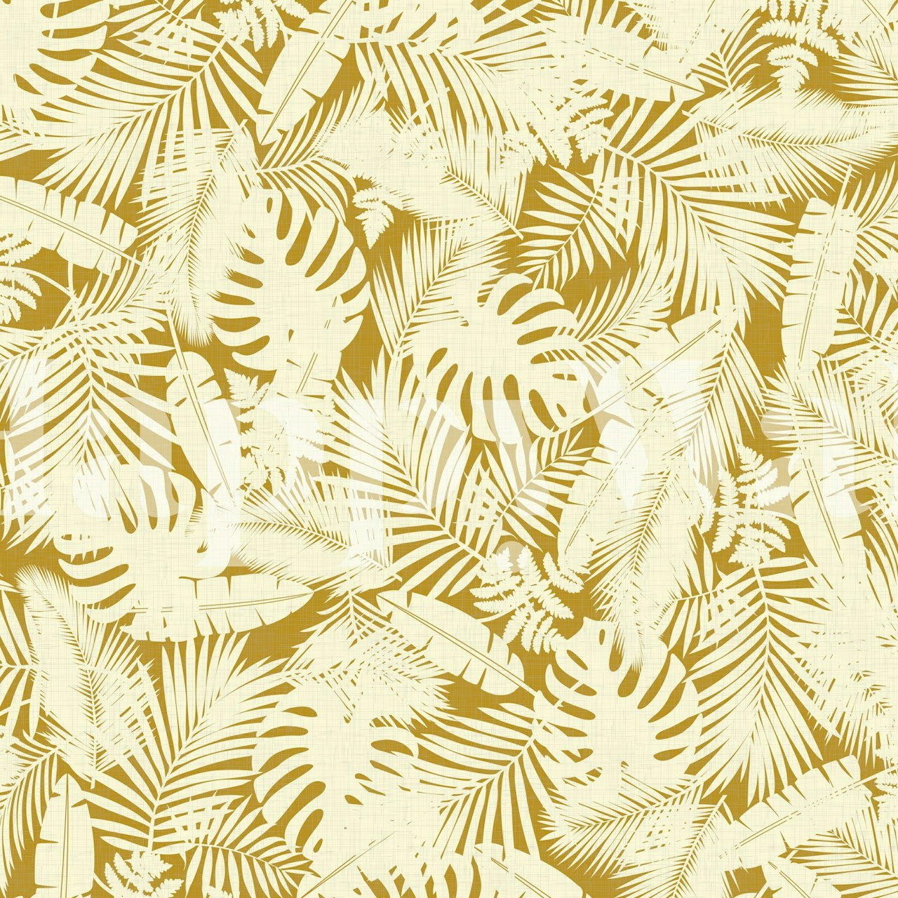 Tropical Foliage Exotic Leaves on Gold WM.