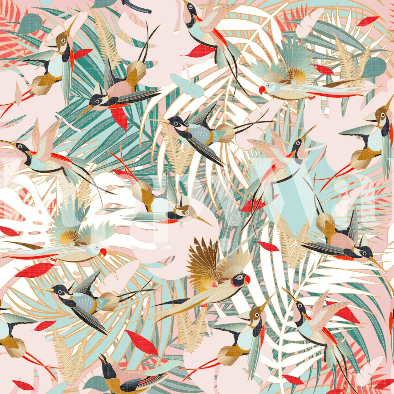 Paradise Birds wallpaper in a bright room