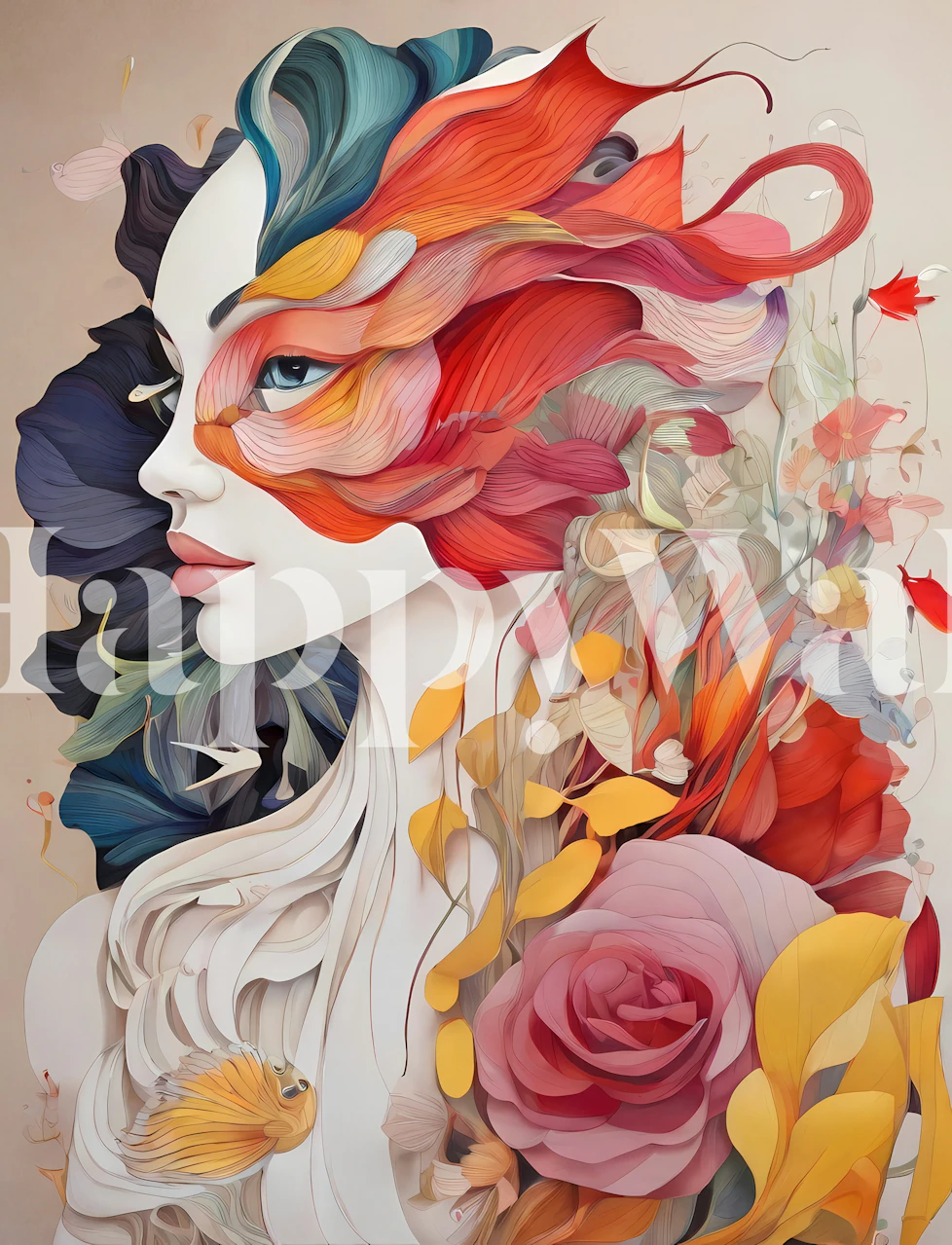 Papel de parede Vibrant Nature Muse em um ambiente elegante