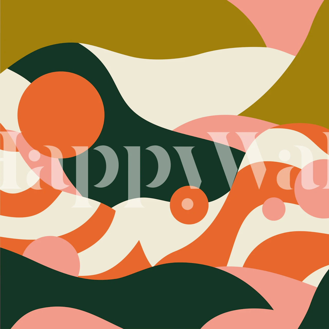 Carta da parati Bold Waves Flow mostrata in una stanza