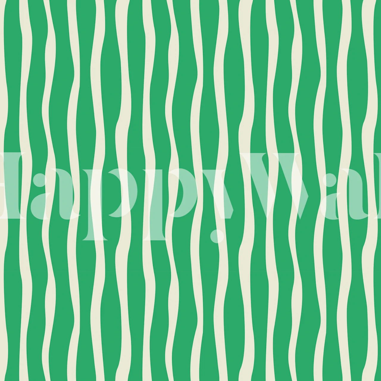 Papel pintado Green Wavy Lines en una habitación