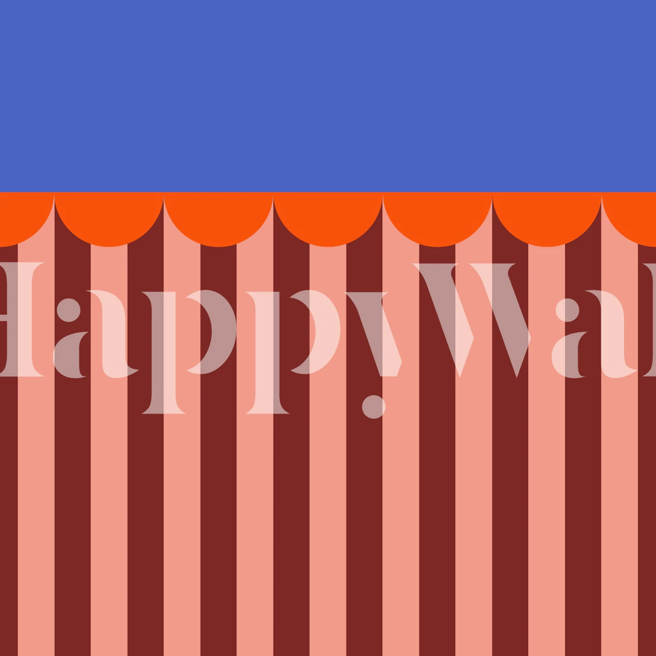 Bold stripes in red, pink, orange, and blue wallpaper