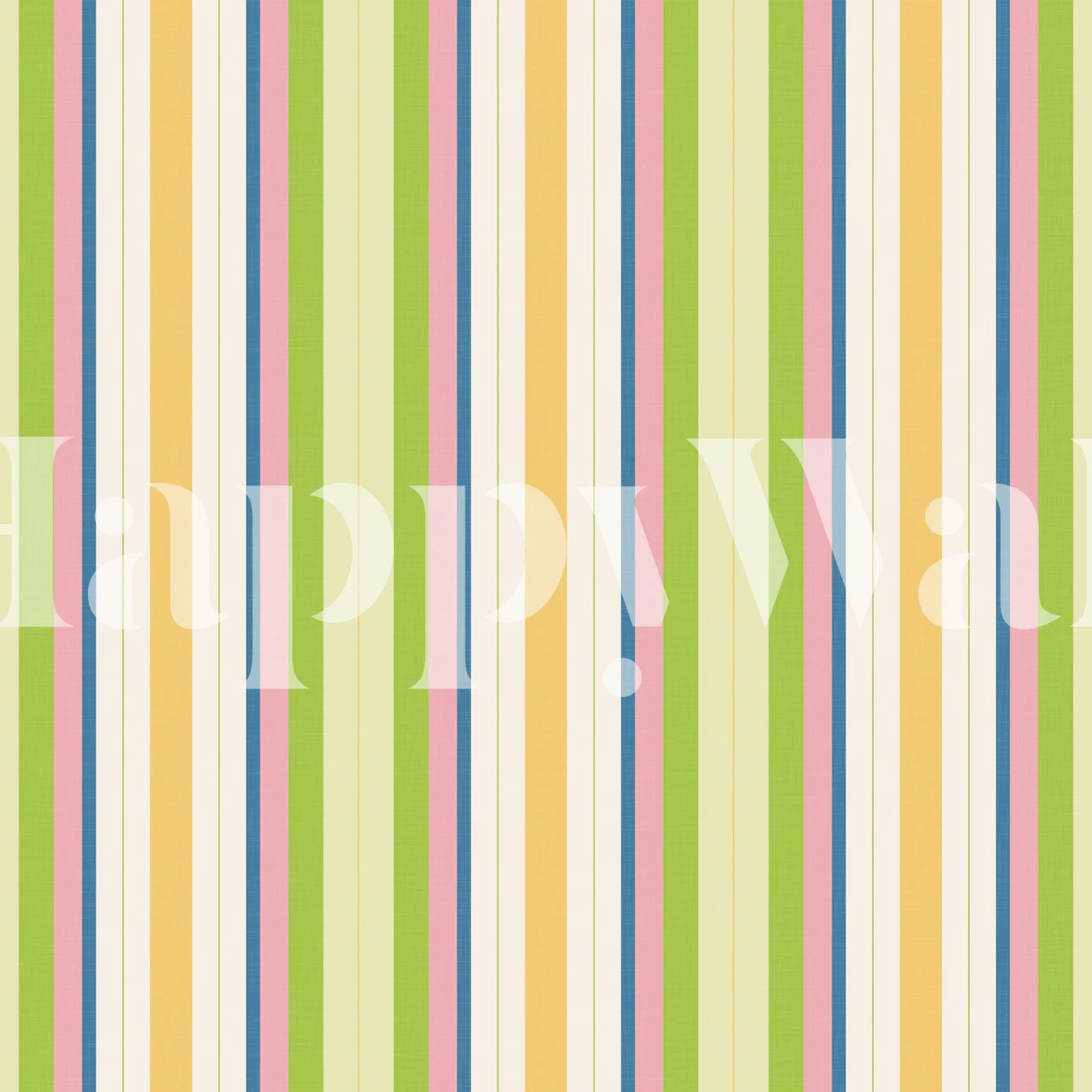 Colorful striped wallpaper with green, pink, yellow, and blue stripes