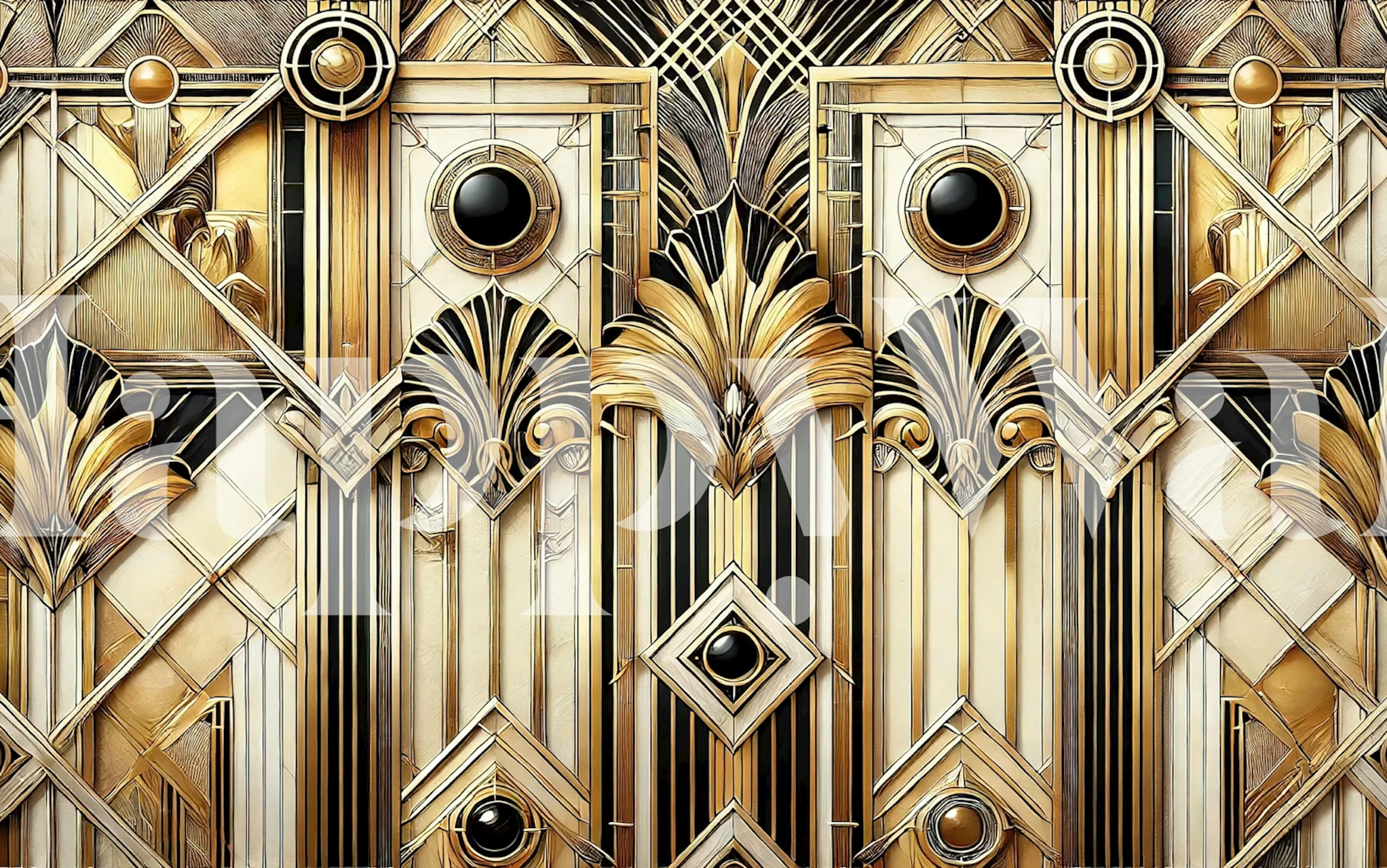 Art Deco geometrische wallpaper in een kamer