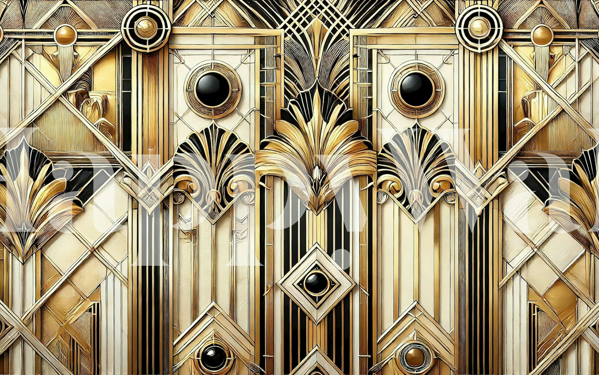 Art Deco geometrinen tapetti huoneessa