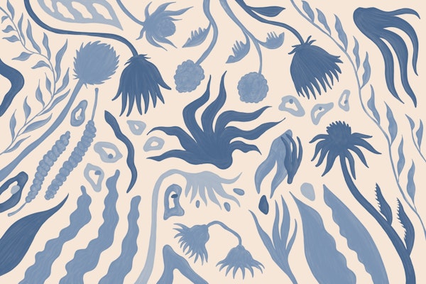 Vintage Botanical Blossom Blues