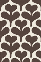Hand Drawn Brown Heart Flowers Silhouettes ταπετσαρία