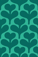 Modern Retro Green Heart Shaped Flowers ταπετσαρία