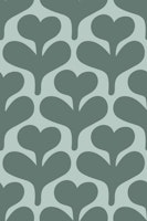 Modern Retro Sage Green Heart Shaped Flowers ταπετσαρία