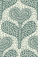 Doodle Heart Flowers, Sage tapete