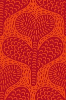 Doodle Heart Flowers, Vibrant Red tapete