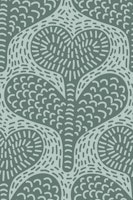 Doodle Heart Flowers, Silver Sage tapete