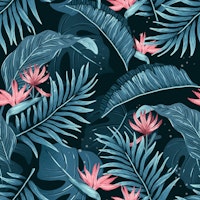 Tropical Leaves blue tapete