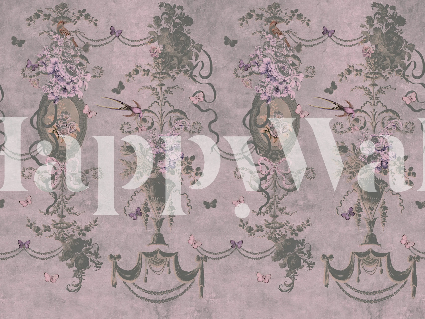 Whimsical dusty pink classic dream wallpaper in a room