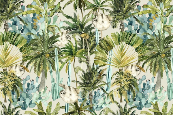 Sloths Hanging in a Tropical Jungle