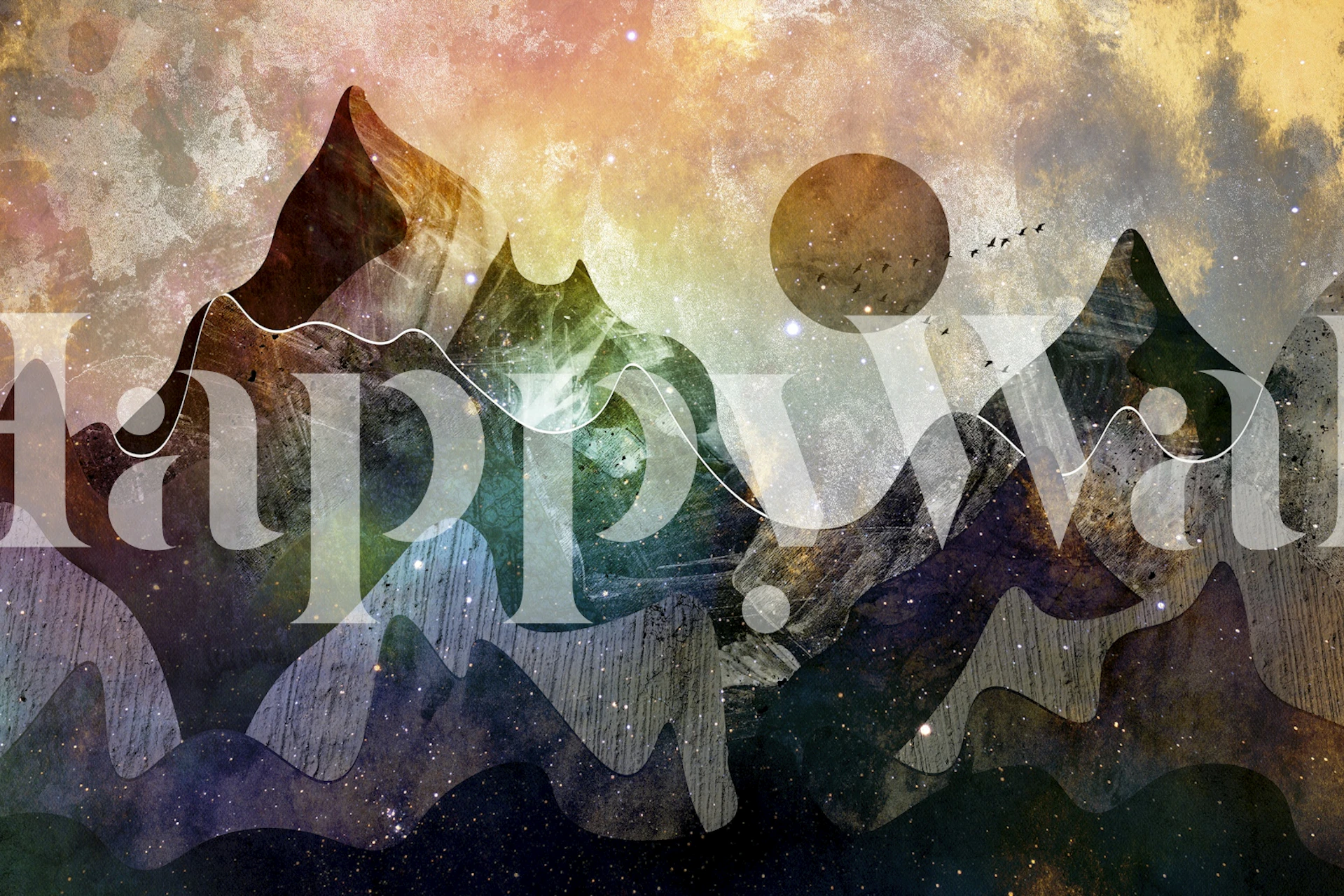 Gemstone Highlands artistic wallpaper in a room