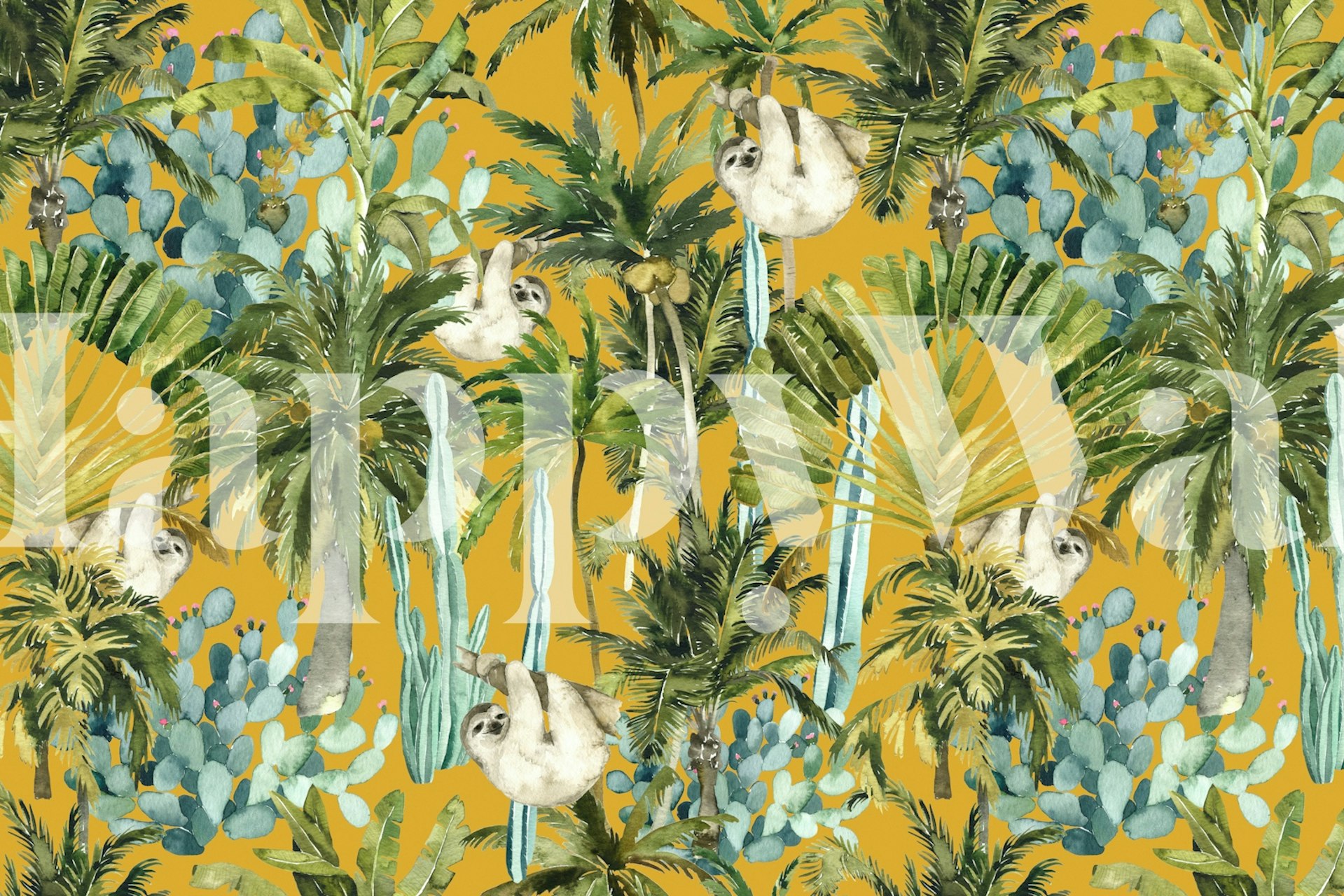 Lush Palm Forest wallpaper με πισινές
